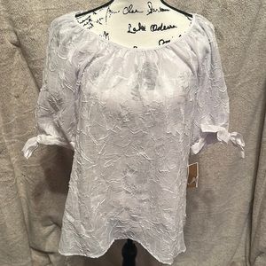 JM Collection large white see-through top 79% polyester 21% cotton